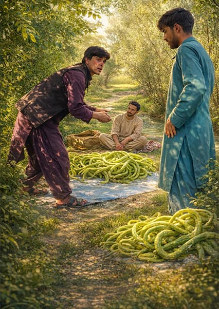 کشت مار بادرنگ در ده سبز کابل