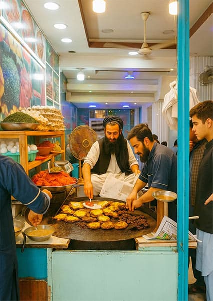 چپلی کباب مشهور گل عمر در جلال‌آباد