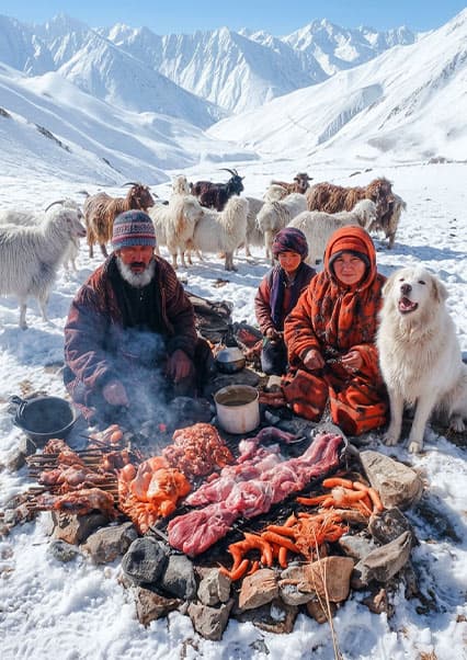 زندگی و آشپزی عشایر در زمستان سخت افغانستان